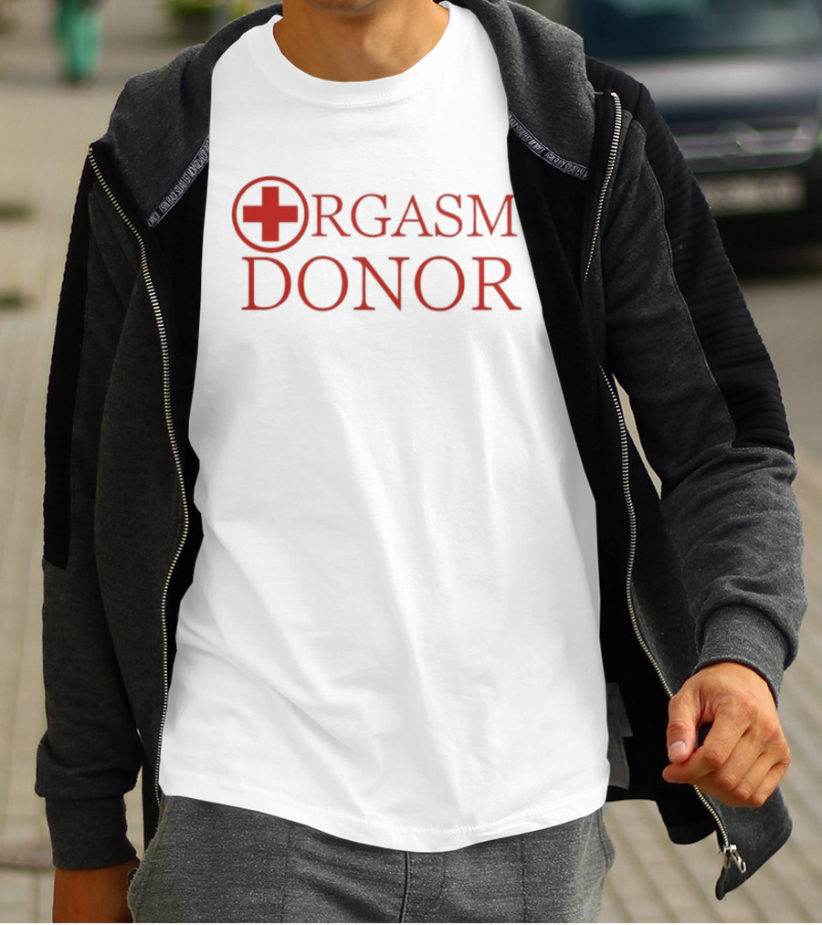 Orgasm Donor Humor Adult Red Cross T-Shirt