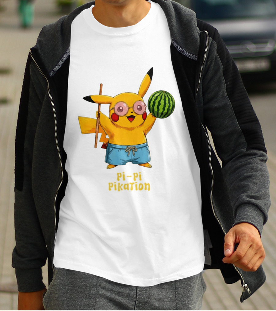 Pikachu Watermelon Summer Pi Pi Pikation Cute Sunglasses Beach T-Shirt