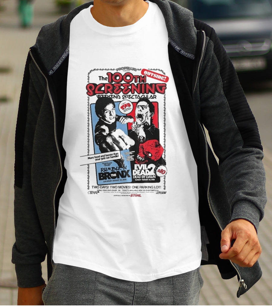 Propeller Arcade 100th Screening Weekend Spectacular Rumble In The Bronx August 22 2026 Evil Dead 2 T-Shirt