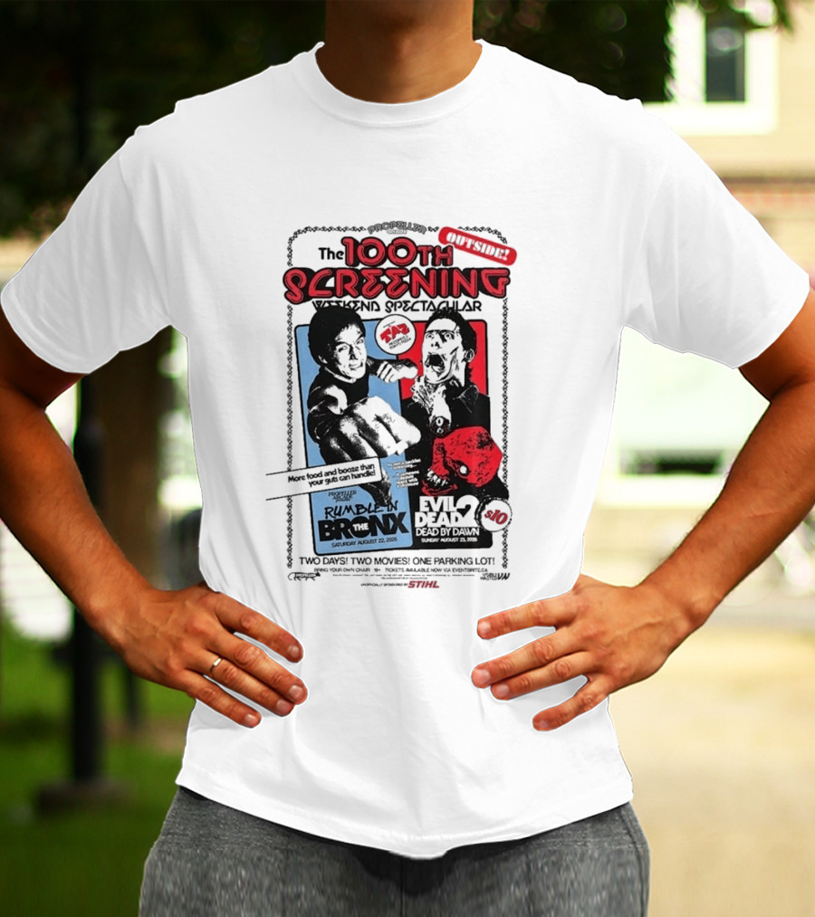 Propeller Arcade 100th Screening Weekend Spectacular Rumble In The Bronx August 22 2026 Evil Dead 2 T-Shirt