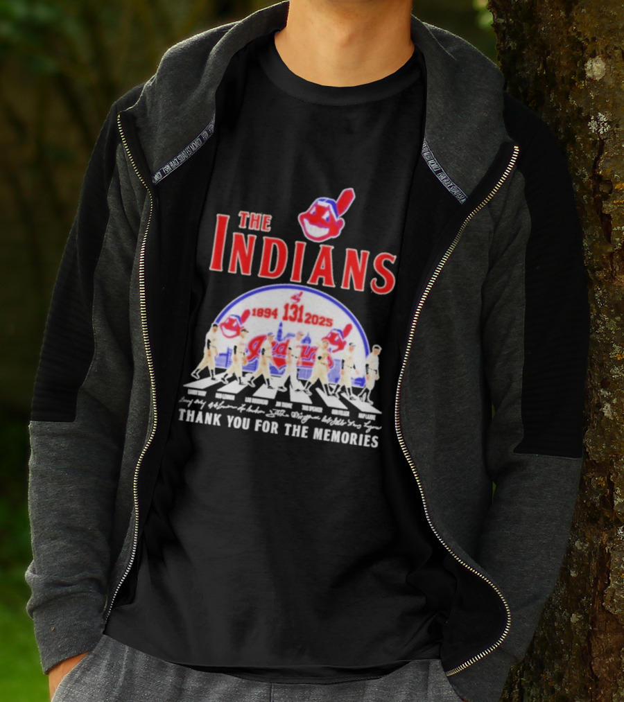 The Cleveland Indians 131st Anniversary 1894 2025 Thank You For The Memories Abbey Road Signatures T-Shirt