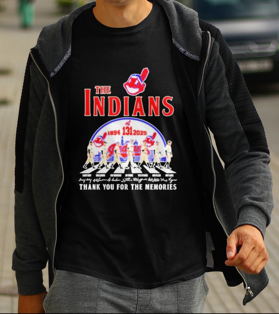 The Cleveland Indians 131st Anniversary 1894 2025 Thank You For The Memories Abbey Road Signatures T-Shirt