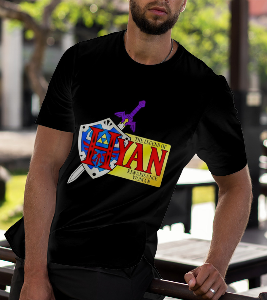 Hyan Renaissance Woman Legend Triforce Shield Sword T-Shirt