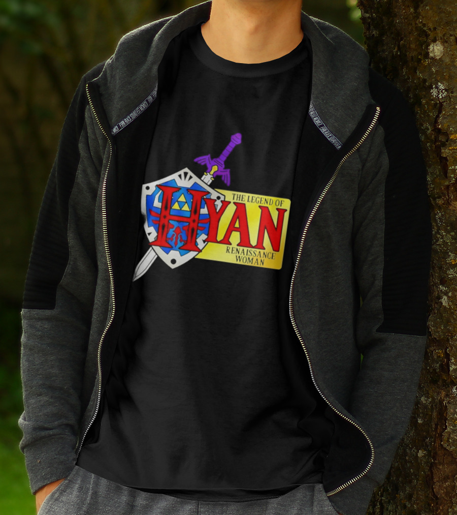 Hyan Renaissance Woman Legend Triforce Shield Sword T-Shirt