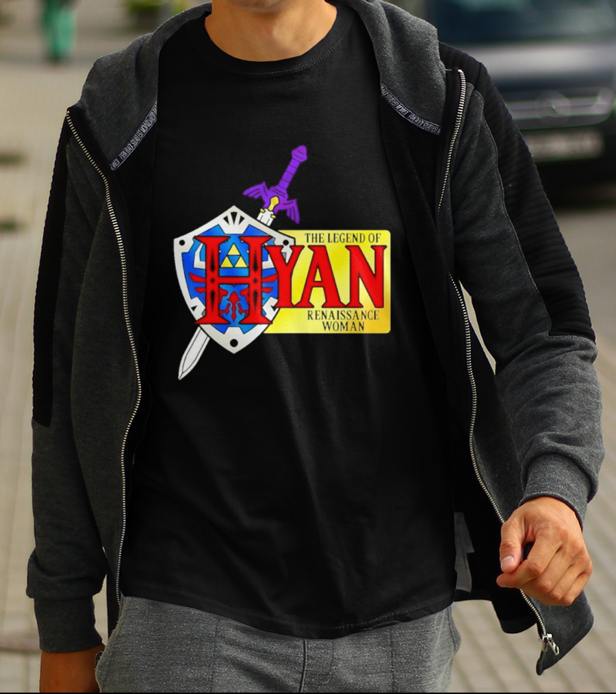 Hyan Renaissance Woman Legend Triforce Shield Sword T-Shirt