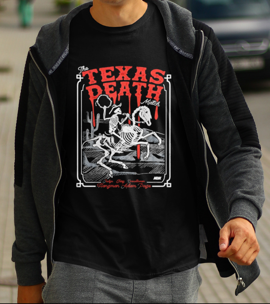 The Texas Death Match Skeleton Riding Wild Desert Scene T-Shirt