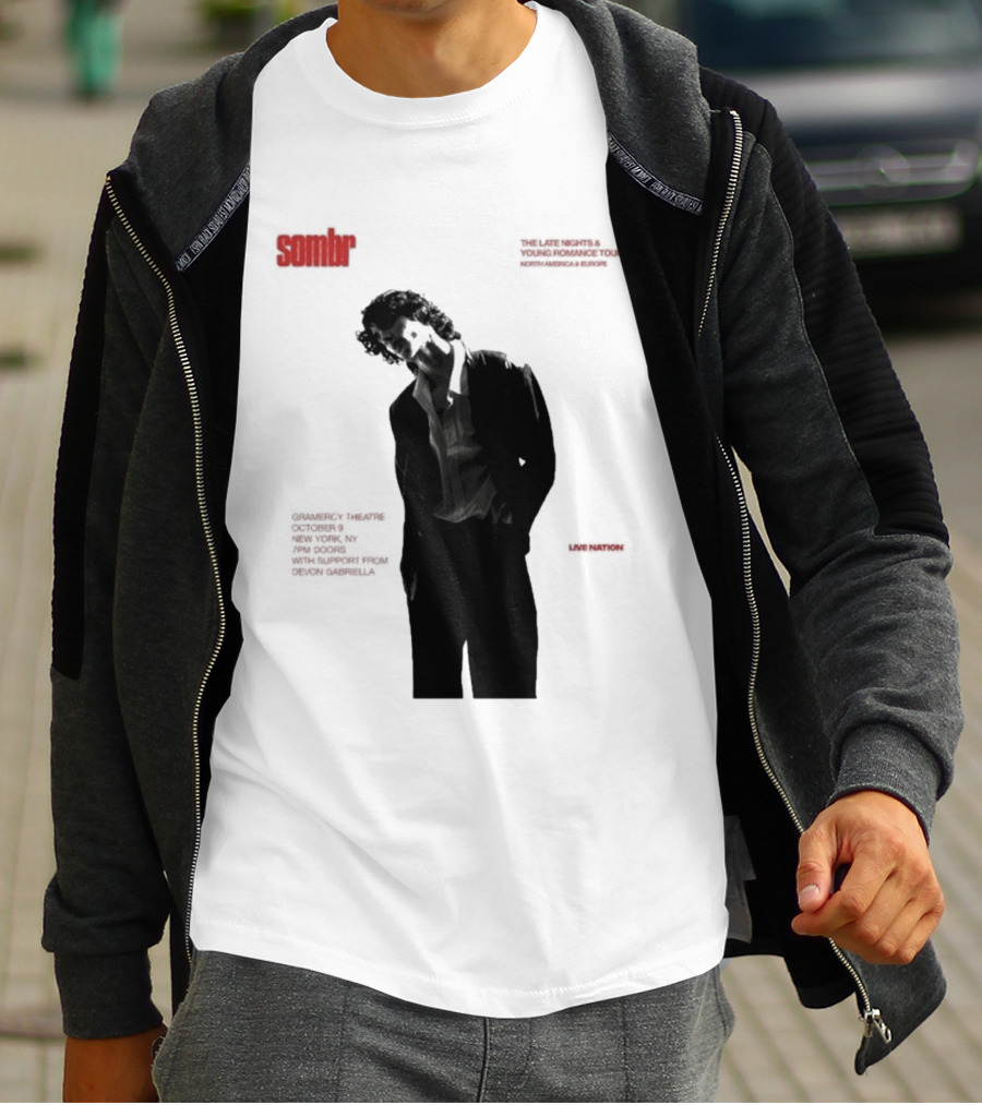 Sombr The Late Nights And Young Romance Tour Dates 2025 North America And Europe T-Shirt