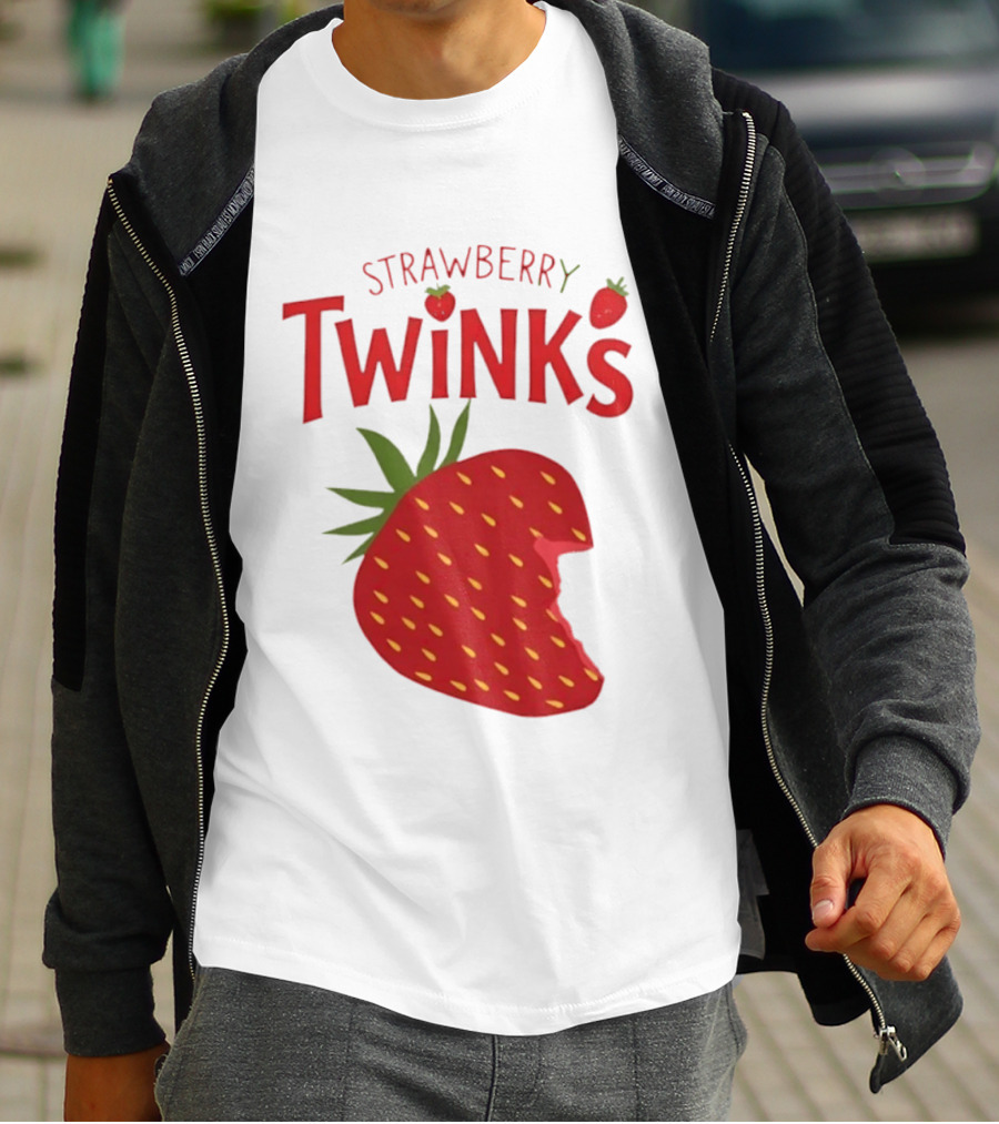 Strawberry Twinks With Bitten Strawberry Motif T-Shirt