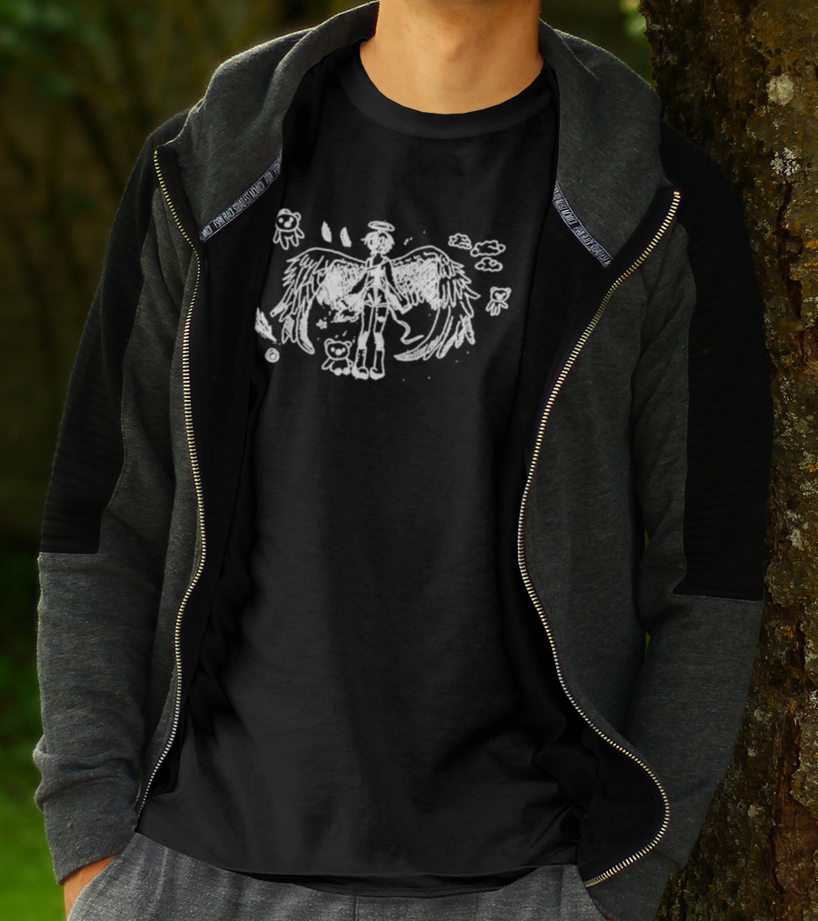 Angeltype Angel Wings And Clouds Fantasy Drawing T-Shirt