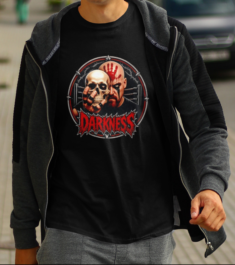 Darkness Skull Face Paint Handprint Barbed Wire Circle T-Shirt