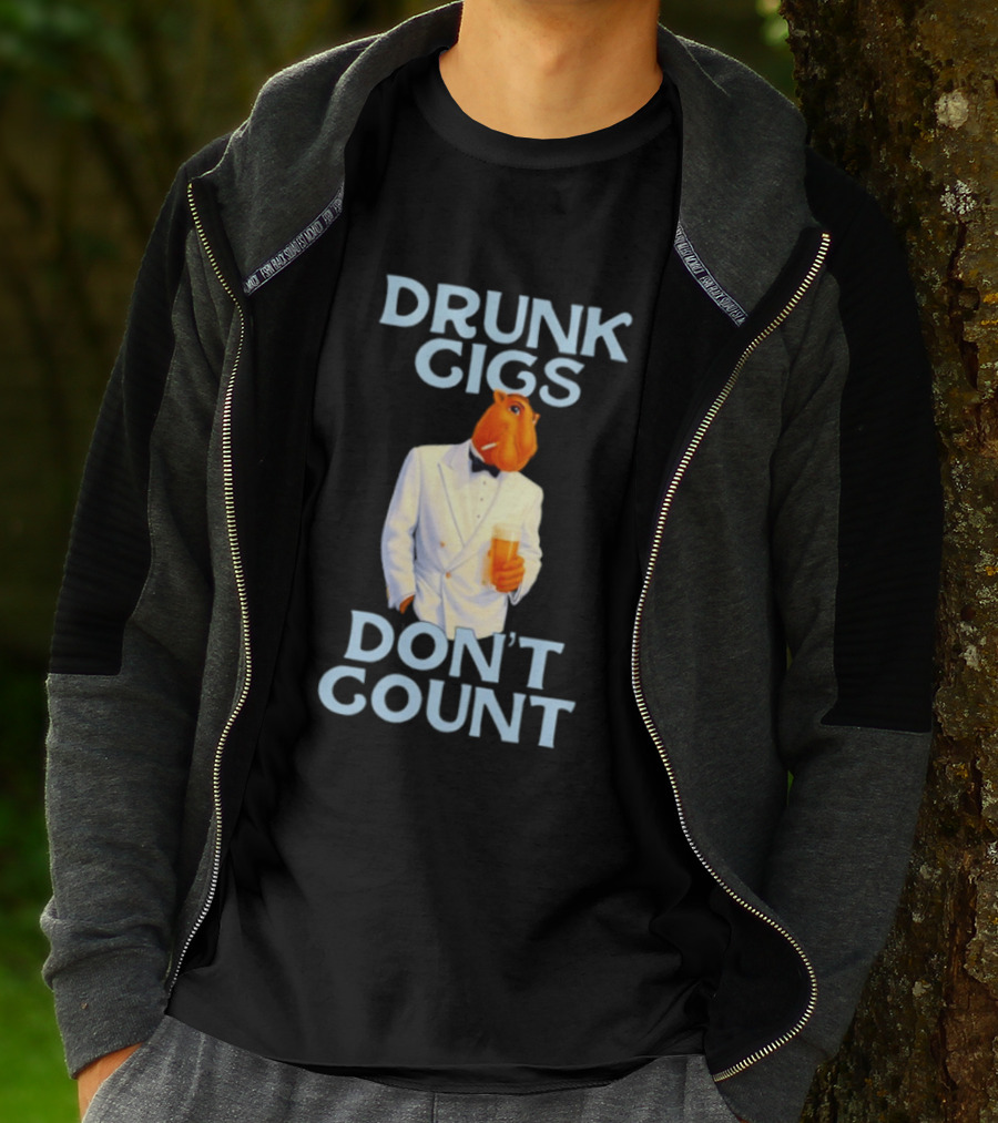 Drunk Gigs Don't Count Camel Smoking Beer In Tuxedo T-Shirt