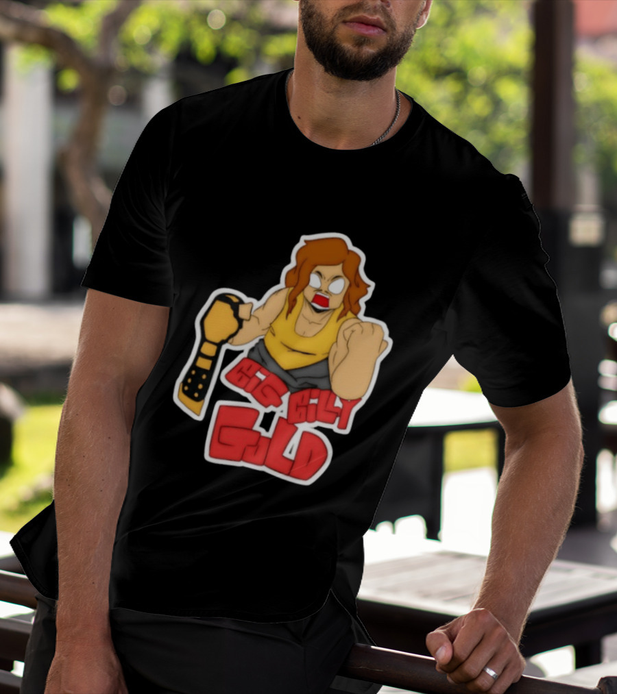 Big Billy Gold Wrestling Champion Belt Bold Cartoon T-Shirt
