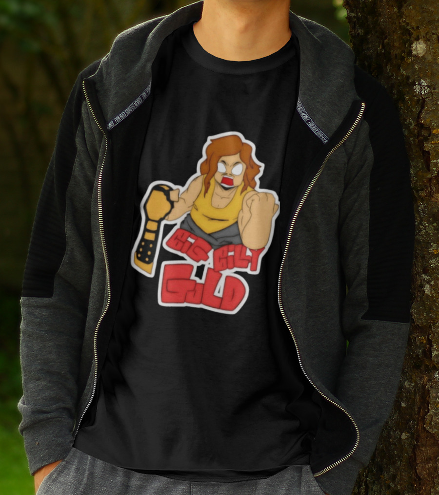 Big Billy Gold Wrestling Champion Belt Bold Cartoon T-Shirt