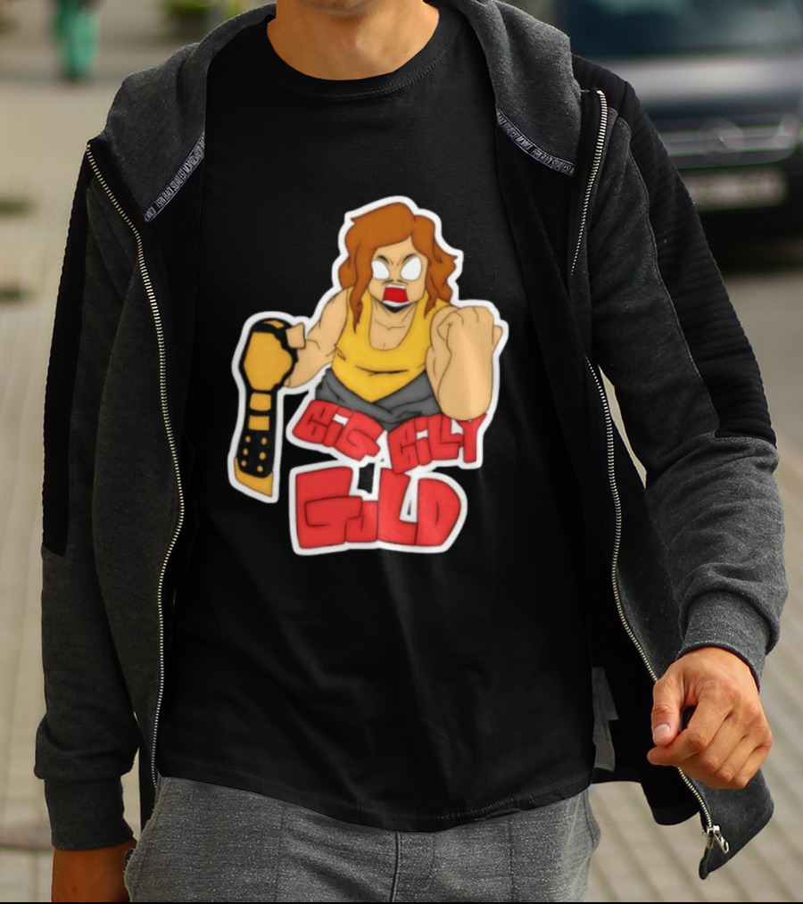 Big Billy Gold Wrestling Champion Belt Bold Cartoon T-Shirt