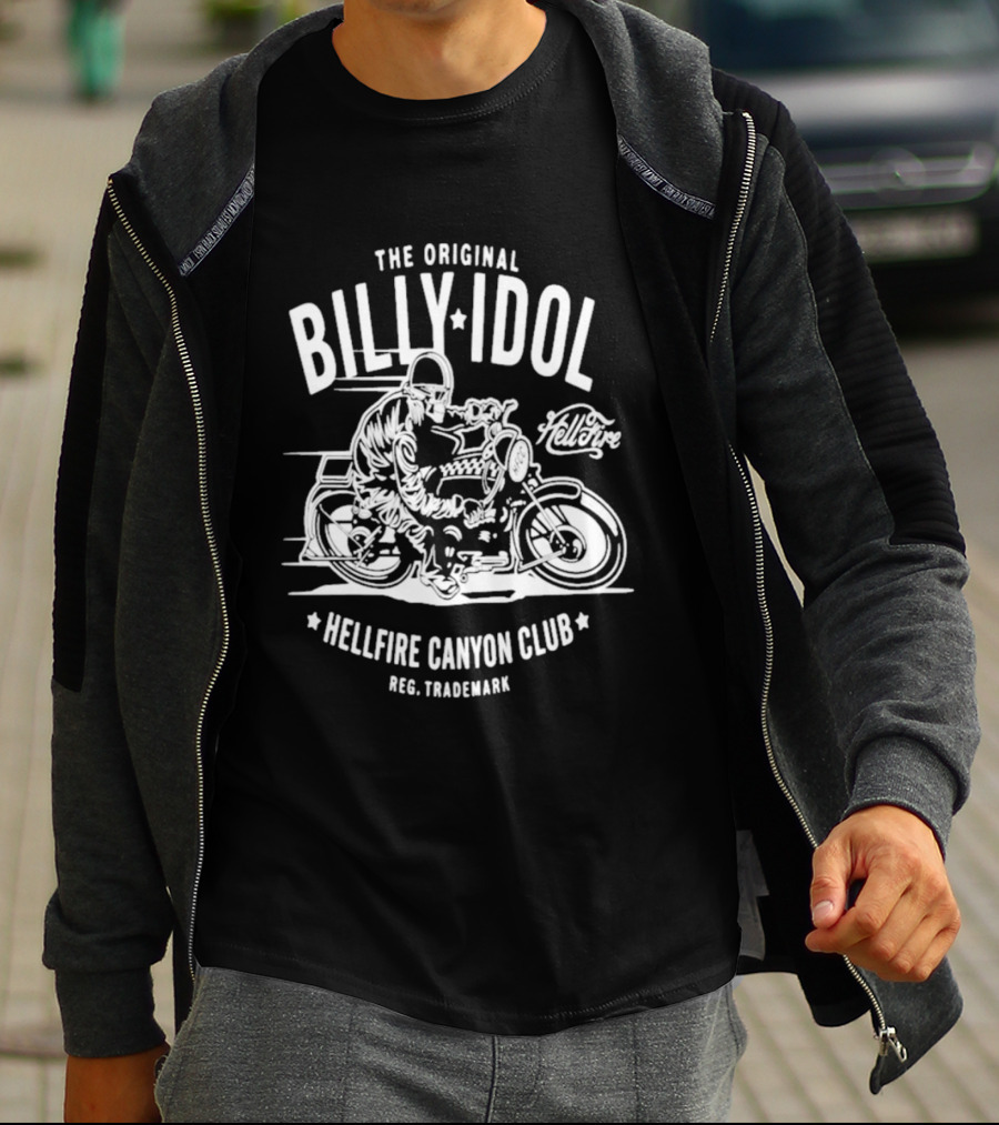 The Original Billy Idol Hellfire Canyon Club Trademark Motorbike Rider T-Shirt
