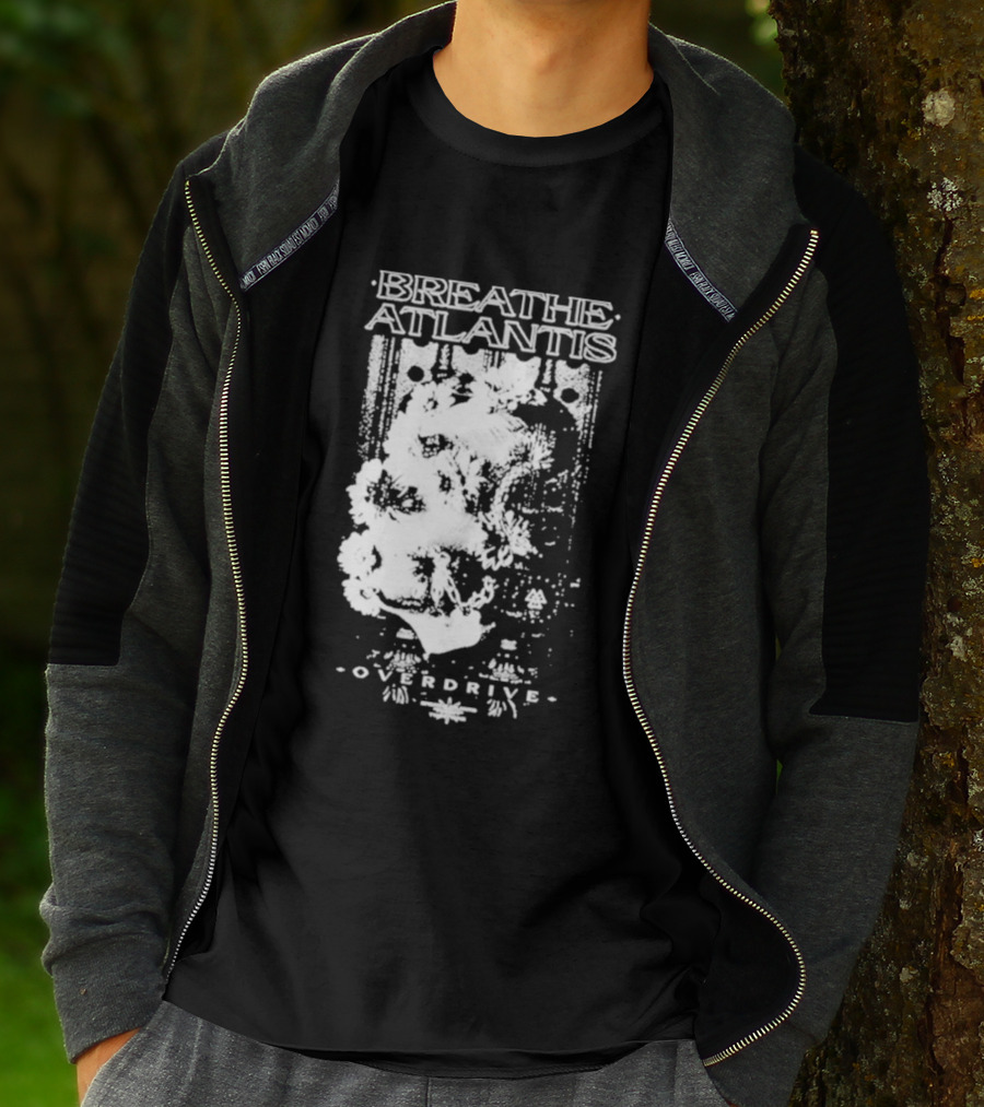 Breathe Atlantis Overdrive White Text And Skull T-Shirt