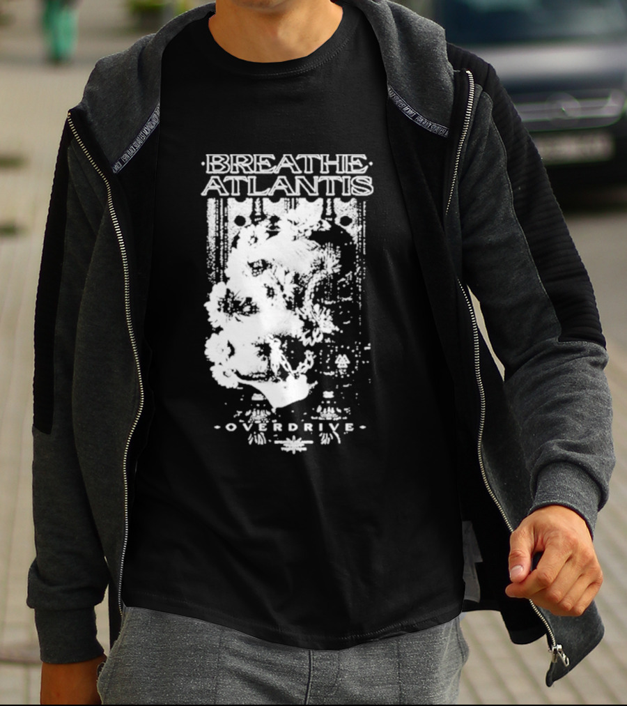 Breathe Atlantis Overdrive White Text And Skull T-Shirt