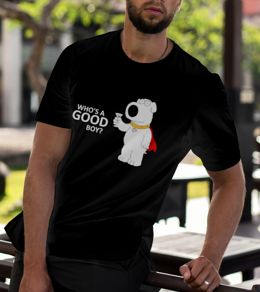 Brian Griffin Who's A Good Boy Family Guy Red Cape Martini T-Shirt