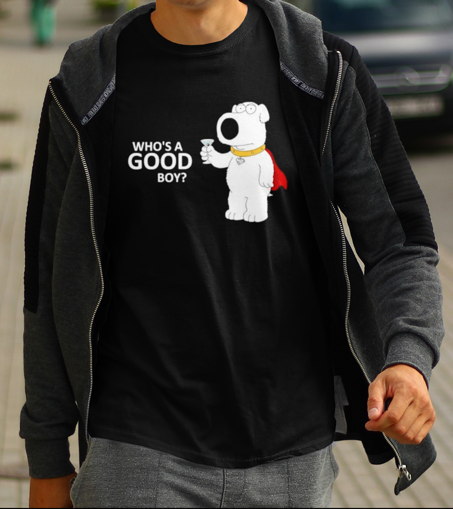 Brian Griffin Who's A Good Boy Family Guy Red Cape Martini T-Shirt