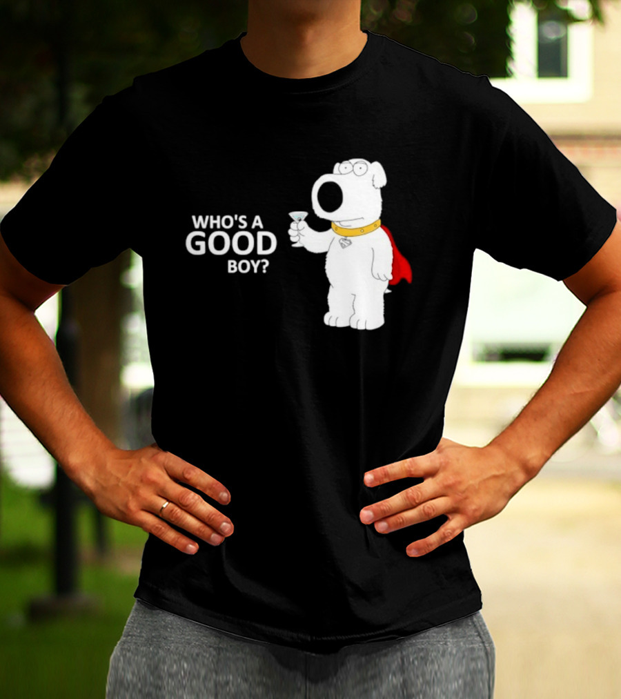 Brian Griffin Who's A Good Boy Family Guy Red Cape Martini T-Shirt