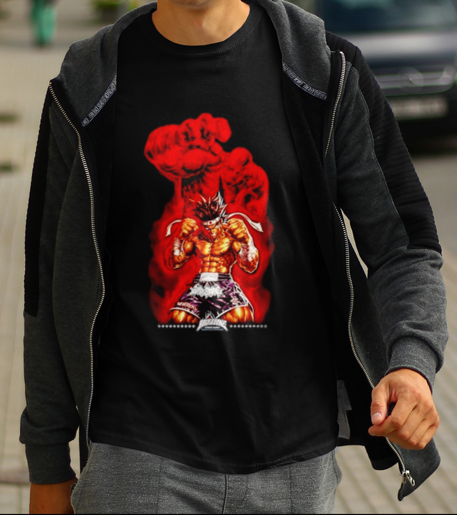 Brick And Bone Fight Club Thai Boxing Warrior With Fiery Fist T-Shirt