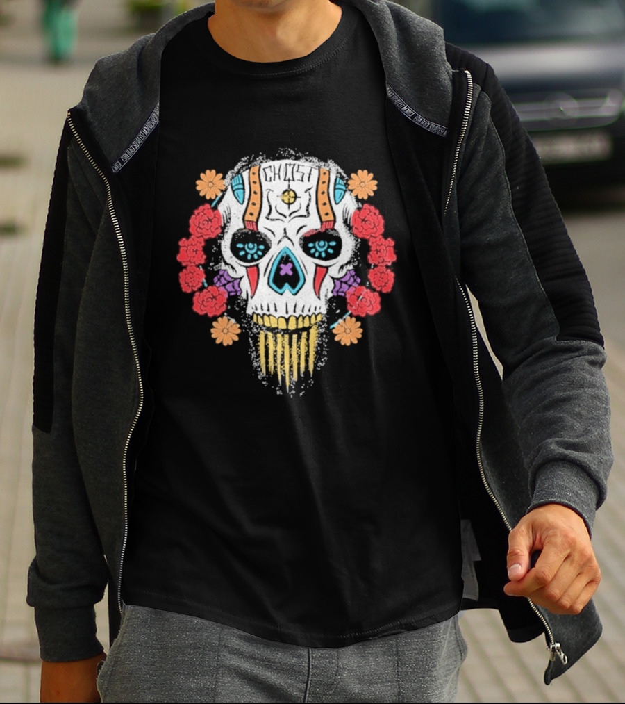 Call Of Duty Ghost Sugar Skull Floral Dia De Los Muertos T-Shirt