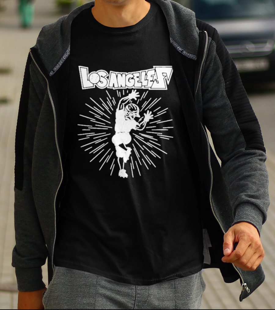 Los Angeles Dodgers Hip Lock Dynamic Baseball Character Burst T-Shirt
