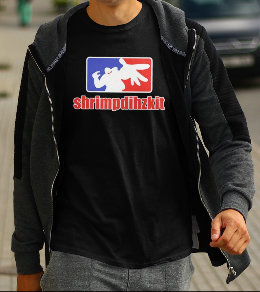 Shrimpdihzkit NBA Style Branding Parody Red White Blue T-Shirt