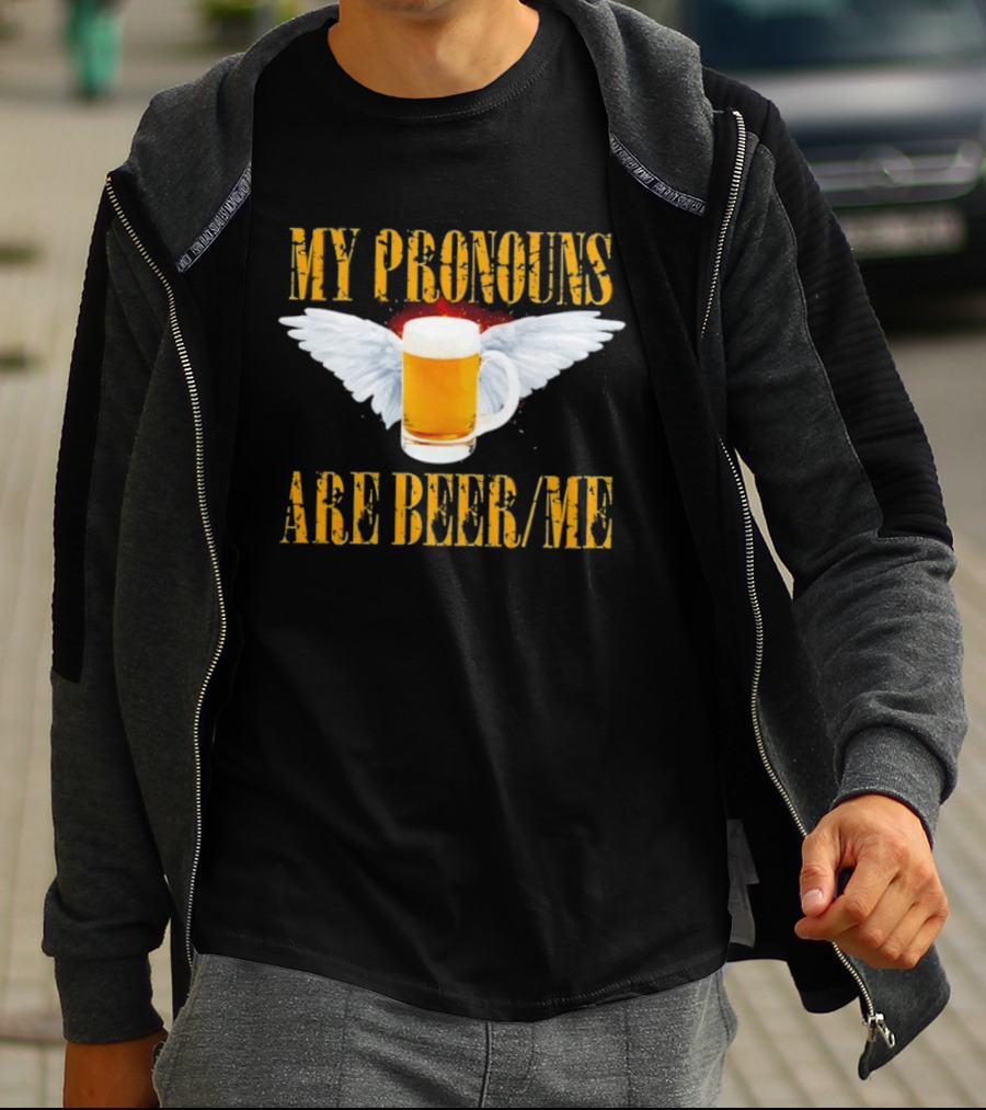 My Pronouns Are Beer Me Beer Angel Wings T-Shirt