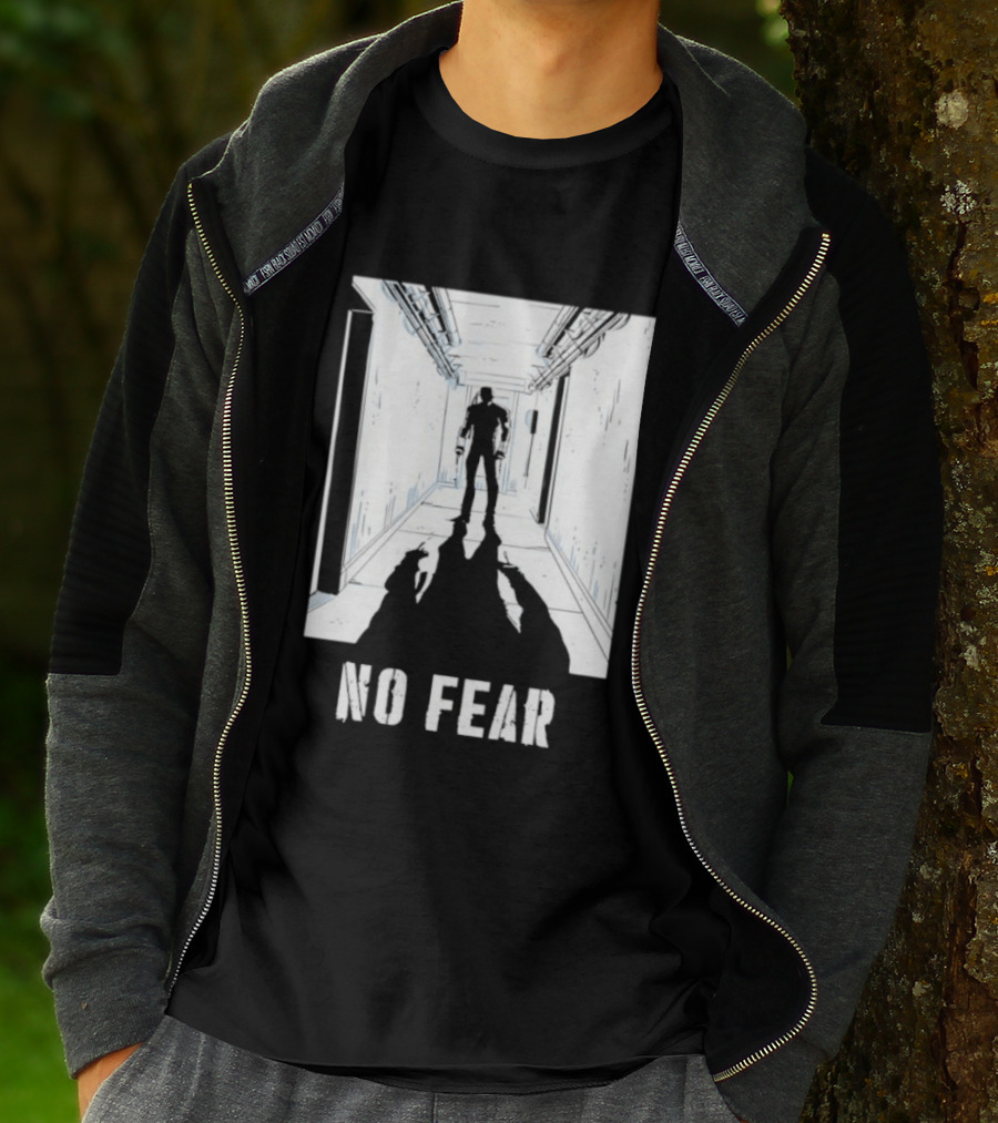 No Fear Courage Motivation Silhouette In Corridor T-Shirt