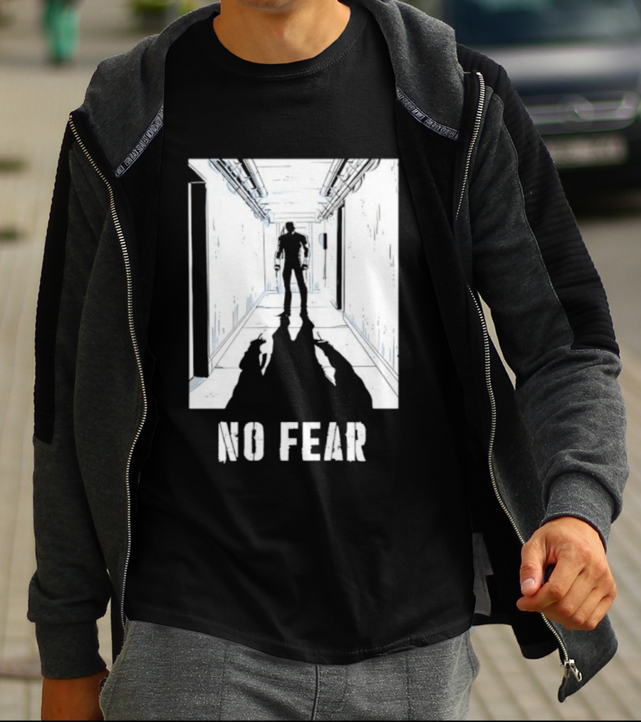 No Fear Courage Motivation Silhouette In Corridor T-Shirt