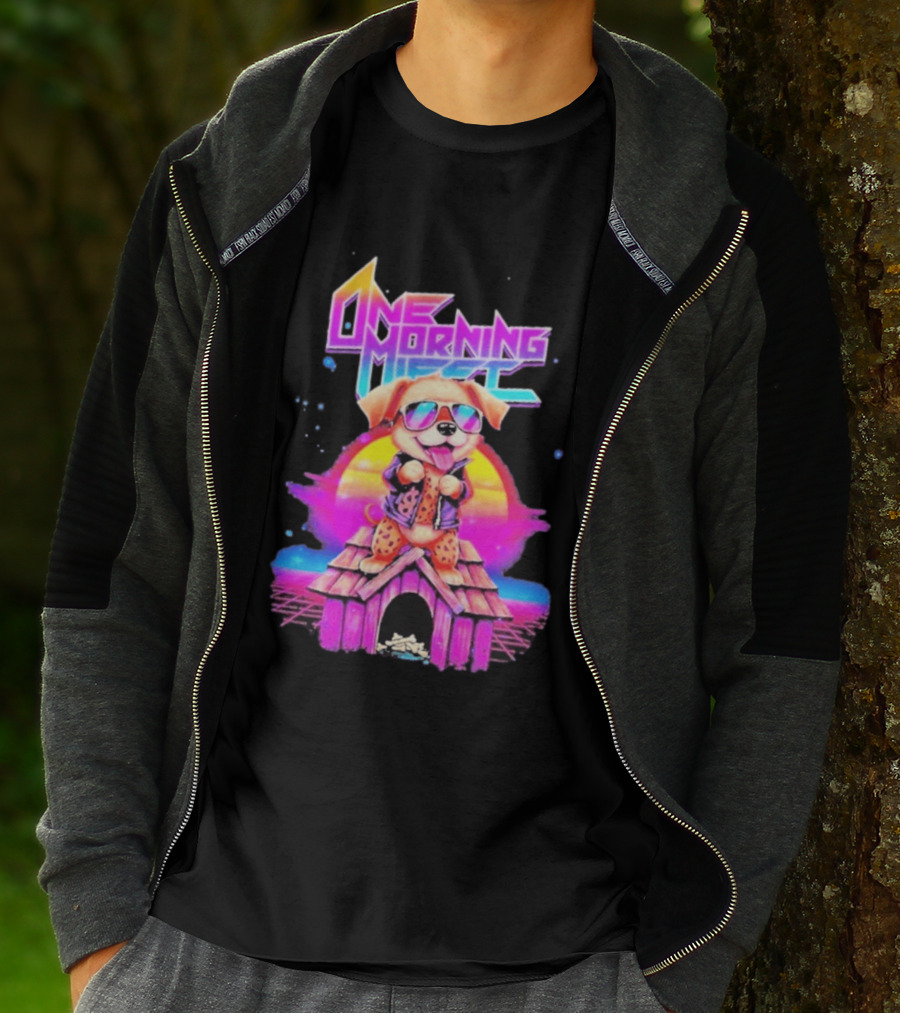 One Morning Left Puppy Doghouse 80s Retro Sunglasses Sunset Vibe T-Shirt