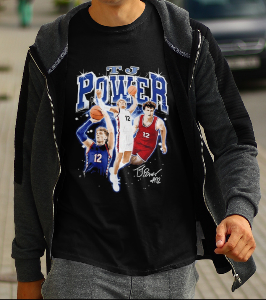 TJ Power Penn Quakers Basketball Player Number 12 Collage T-Shirt