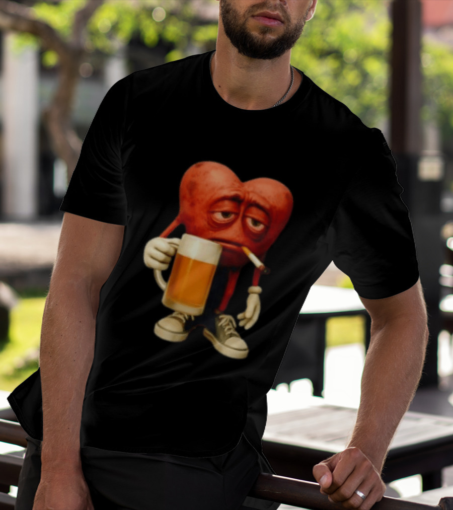 Your Heart Smoking Cigarette And Holding Beer In Sneakers T-Shirt