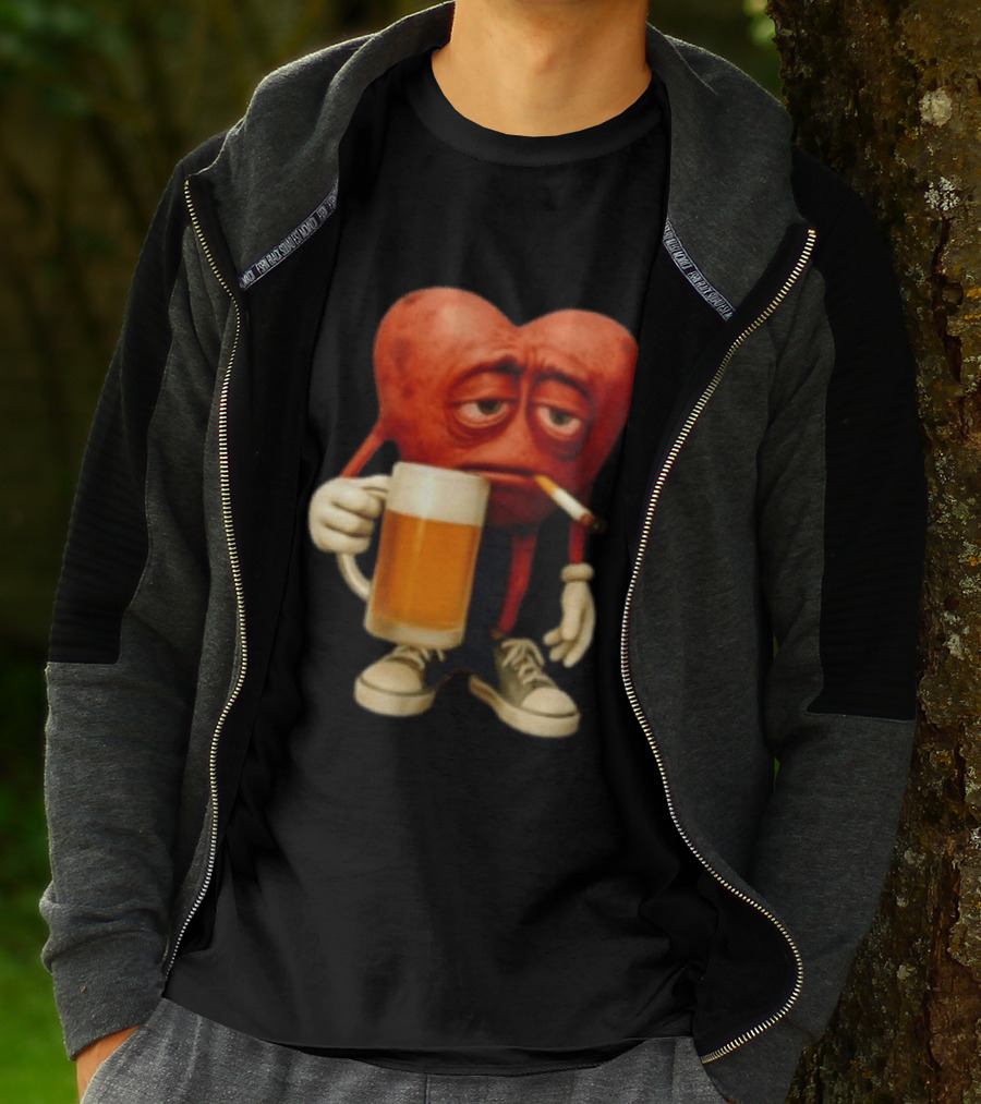 Your Heart Smoking Cigarette And Holding Beer In Sneakers T-Shirt