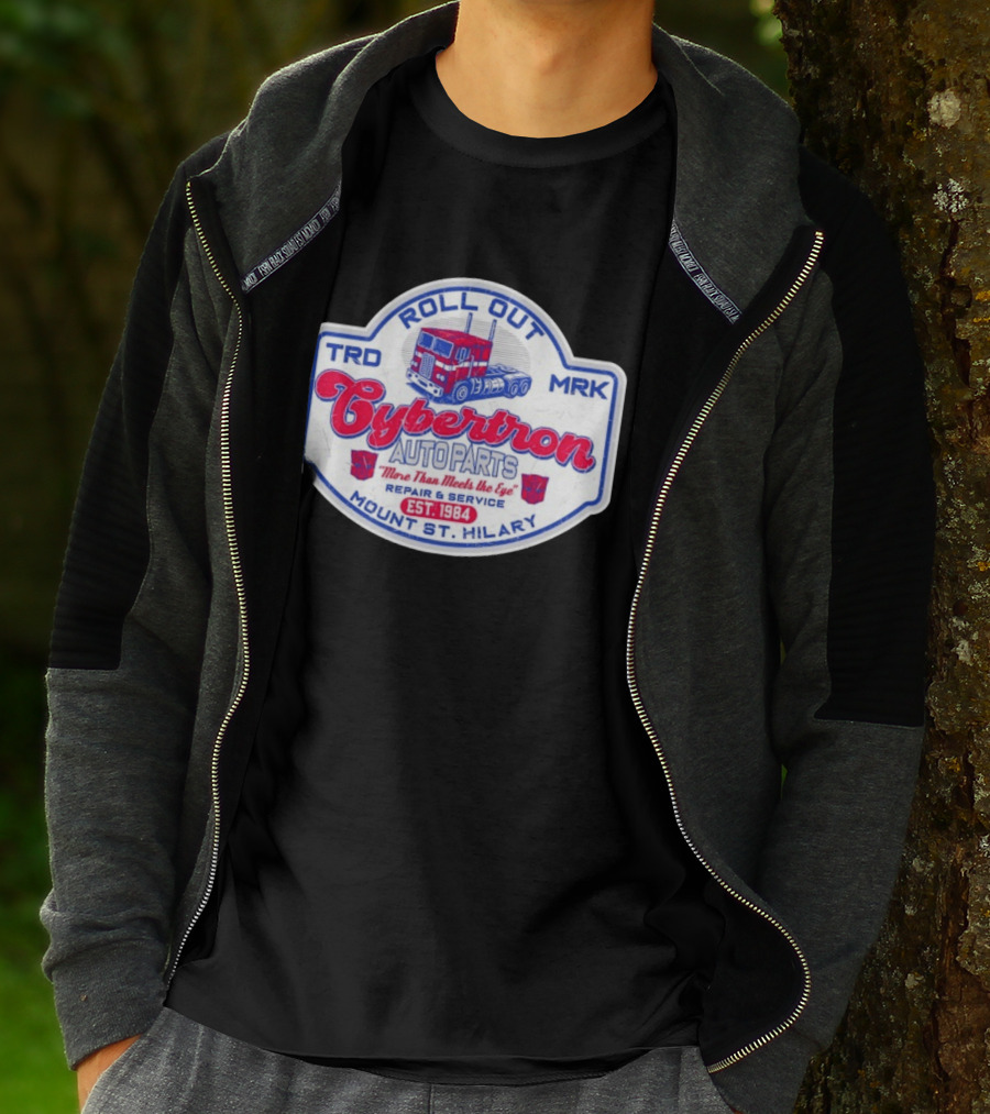 Roll Out Cybertron Auto Parts More Than Meets The Eye Est 1984 Mount St Hilary Repair And Service TRD MRK T-Shirt