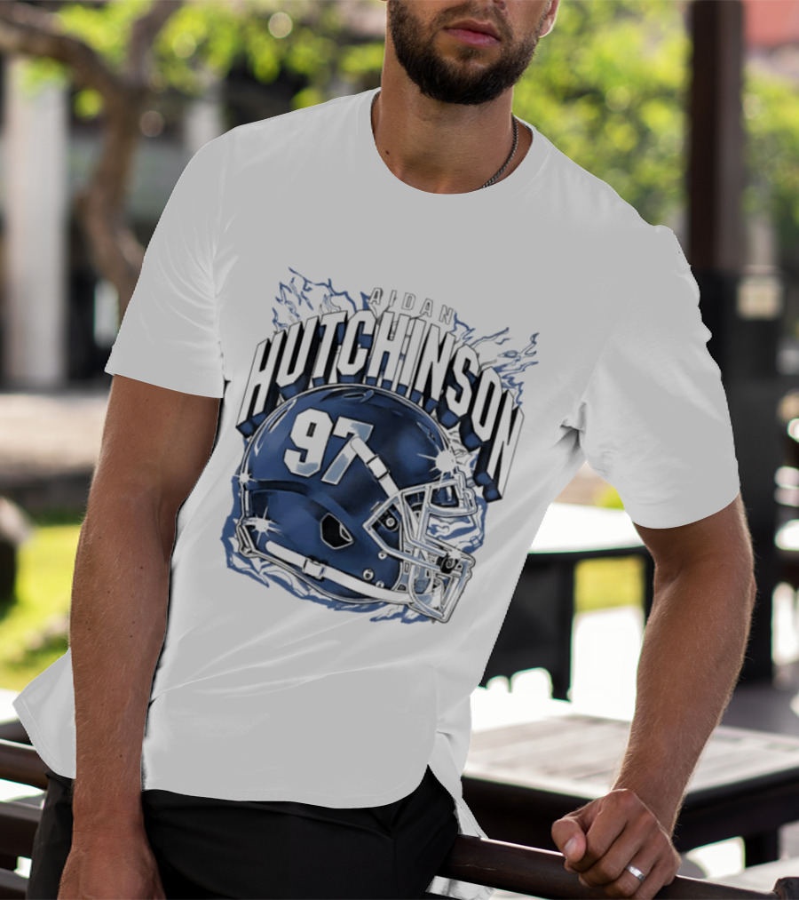 Aidan Hutchinson 97 Detroit Lions Football Helmet T-Shirt