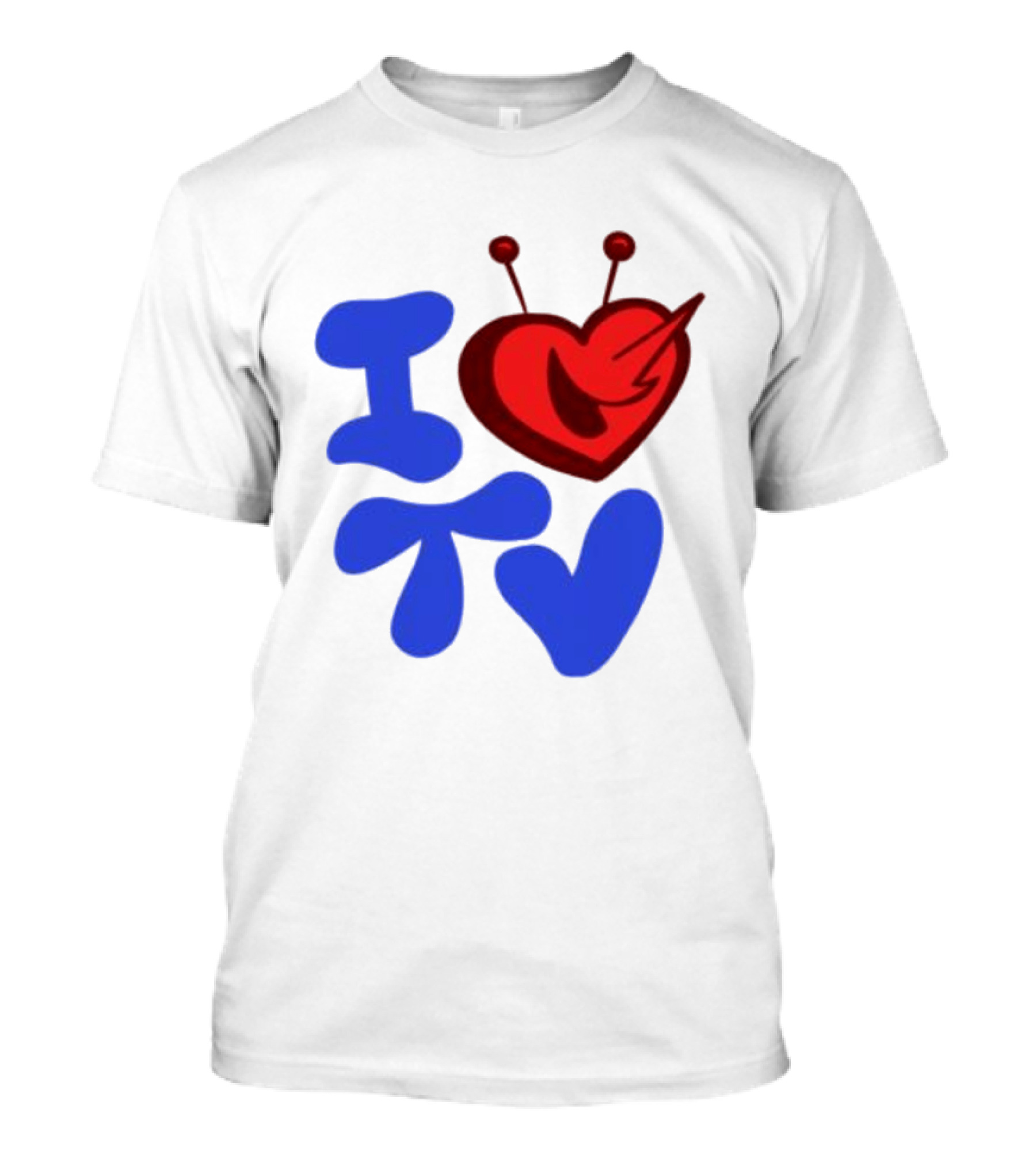 I Love TV Blue Red Heart Antenna T-Shirt