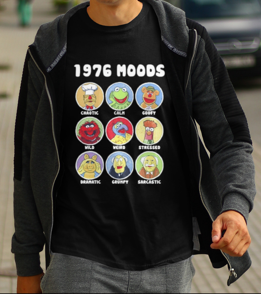 1976 Moods The Muppets Kermit Miss Piggy Animal Fozzie Beaker Swedish Chef Bunsen Honeydew Sam Eagle Statler Waldorf T-Shirt