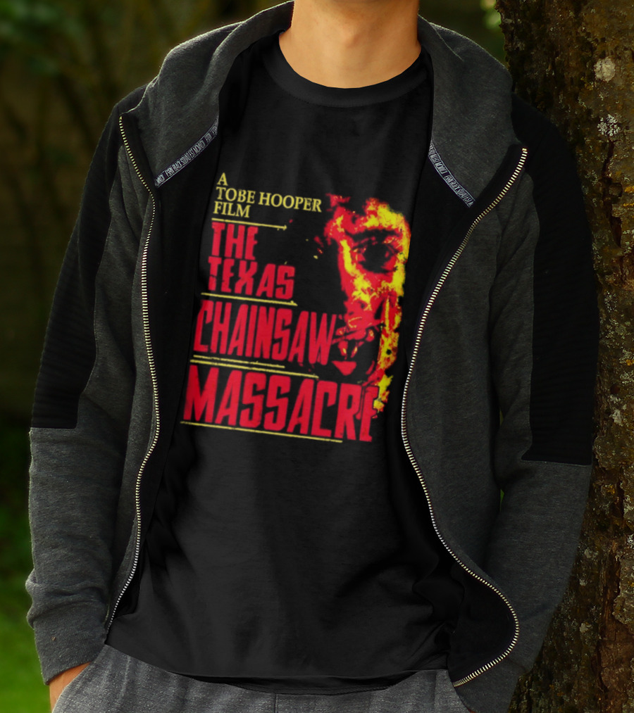 A Tobe Hooper Film The Texas Chainsaw Massacre Flame Chainsaw T-Shirt