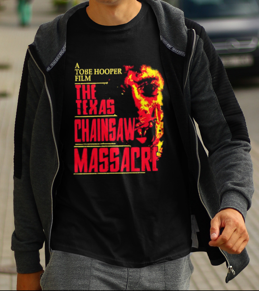 A Tobe Hooper Film The Texas Chainsaw Massacre Flame Chainsaw T-Shirt