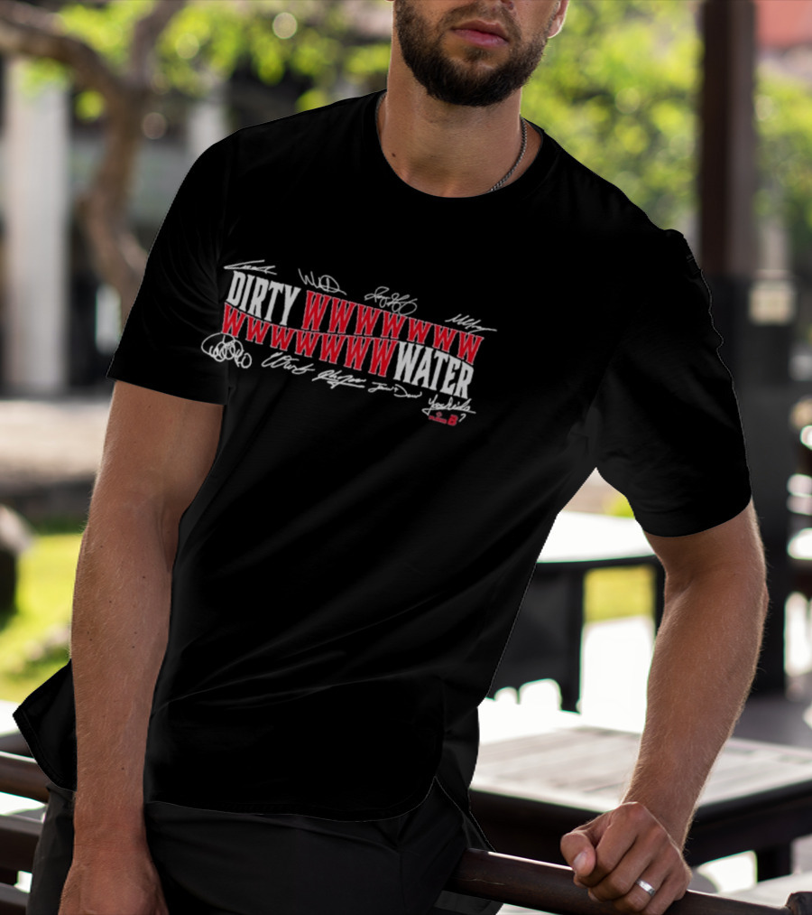 Boston Baseball Dirty Water WWWWWWWWWWWWWWW Signatures T-Shirt