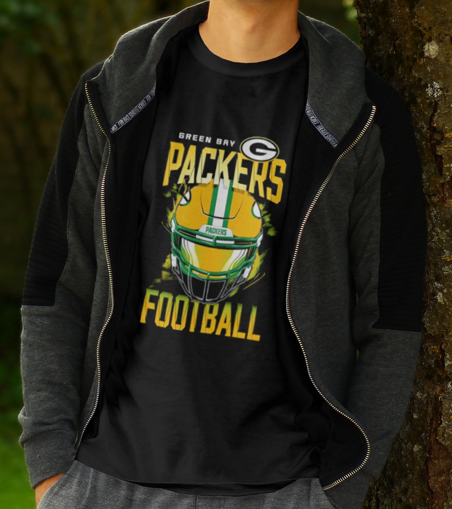 Green Bay Packers Football Helmet Packers Football T-Shirt