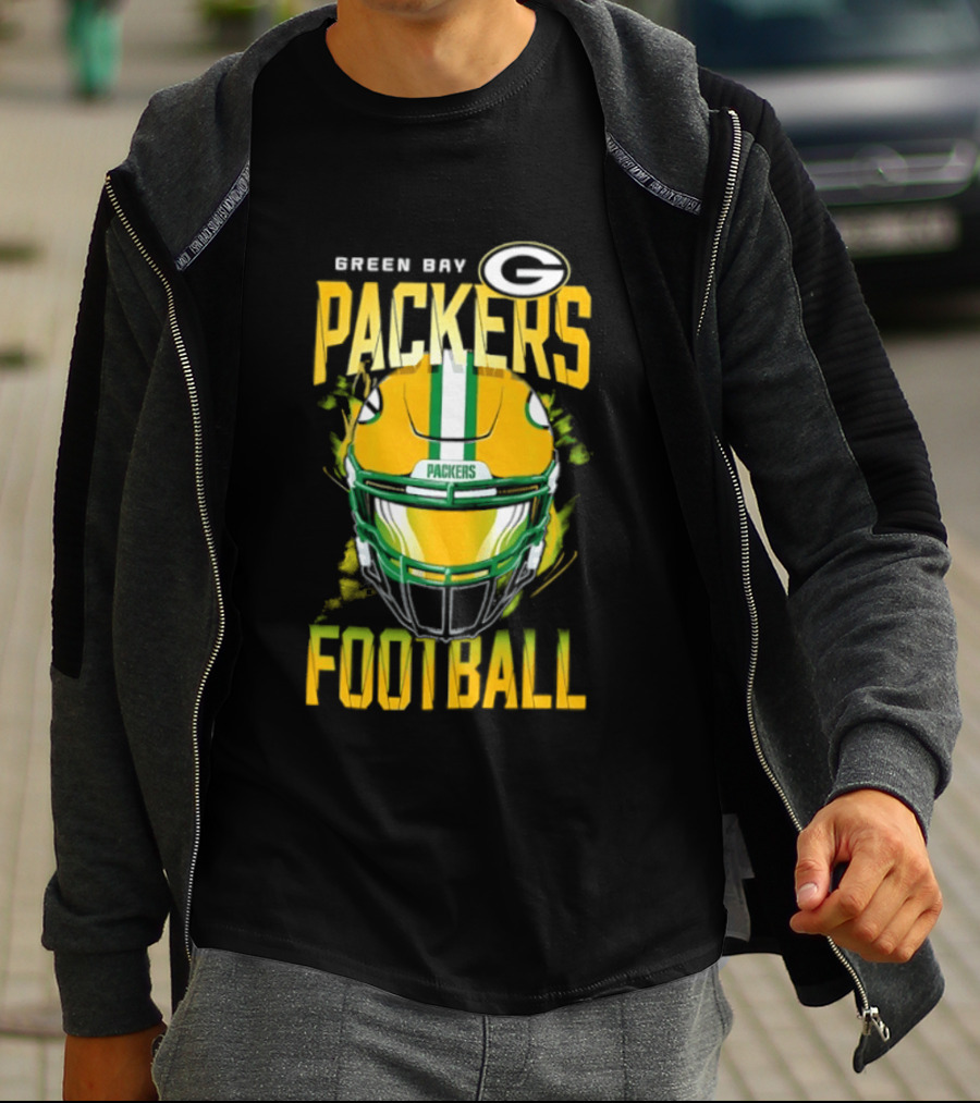 Green Bay Packers Football Helmet Packers Football T-Shirt