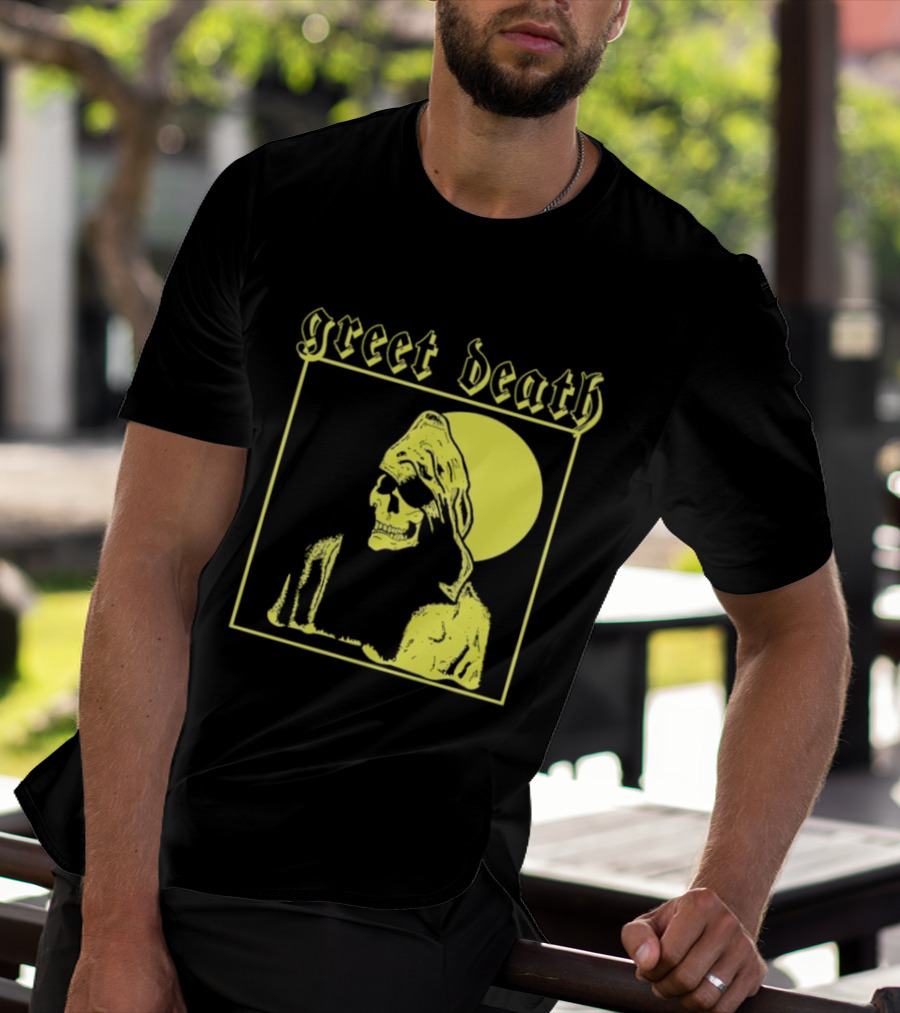 Greet Death Grim Reaper Band Alternative Rock Skeleton Halo T-Shirt