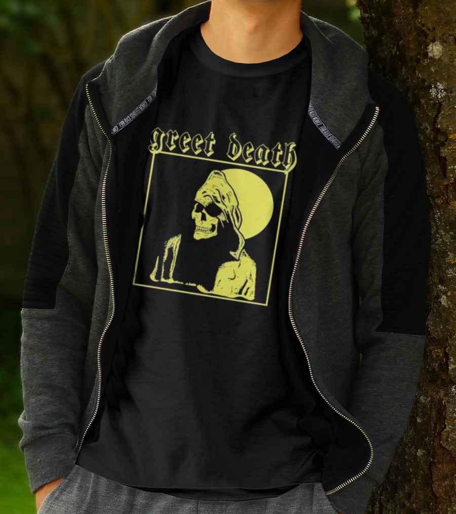 Greet Death Grim Reaper Band Alternative Rock Skeleton Halo T-Shirt