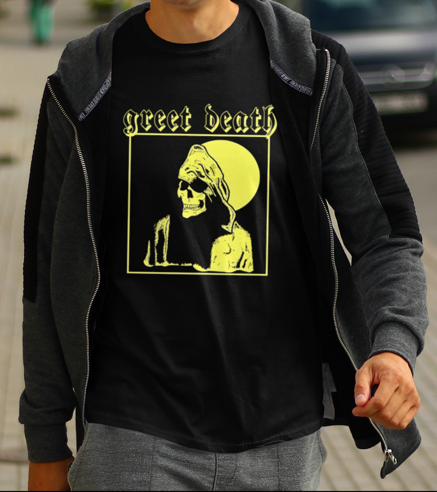 Greet Death Grim Reaper Band Alternative Rock Skeleton Halo T-Shirt