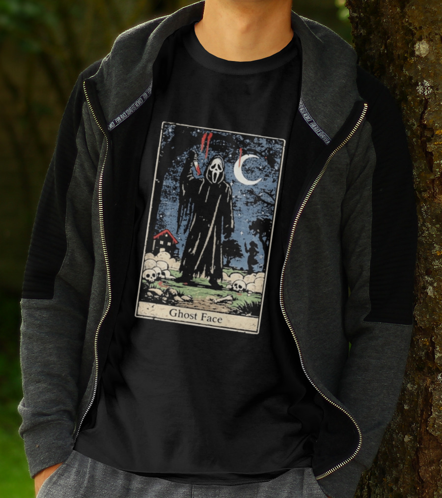 Ghost Face Scream Changes Tarot Card Crossover Halloween Horror Villain T-Shirt