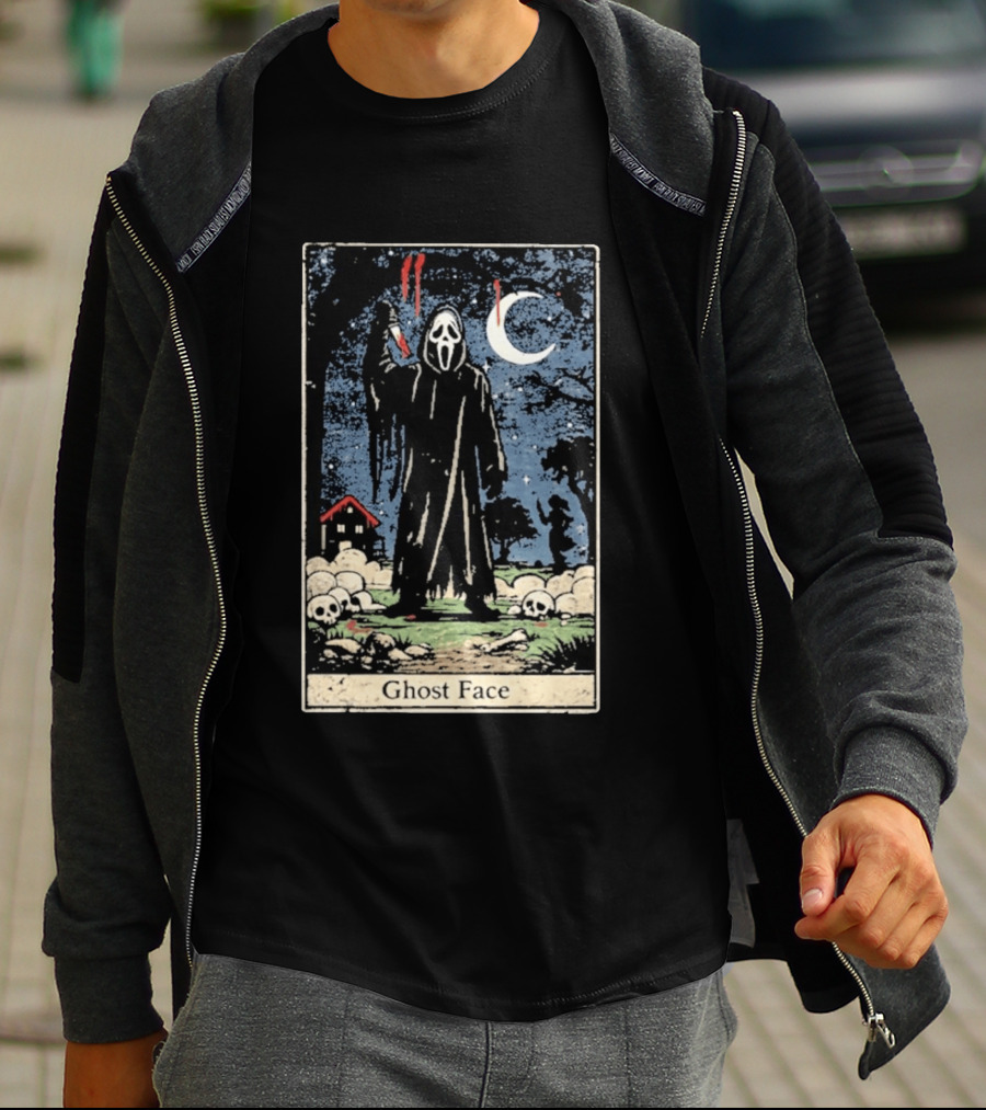 Ghost Face Scream Changes Tarot Card Crossover Halloween Horror Villain T-Shirt