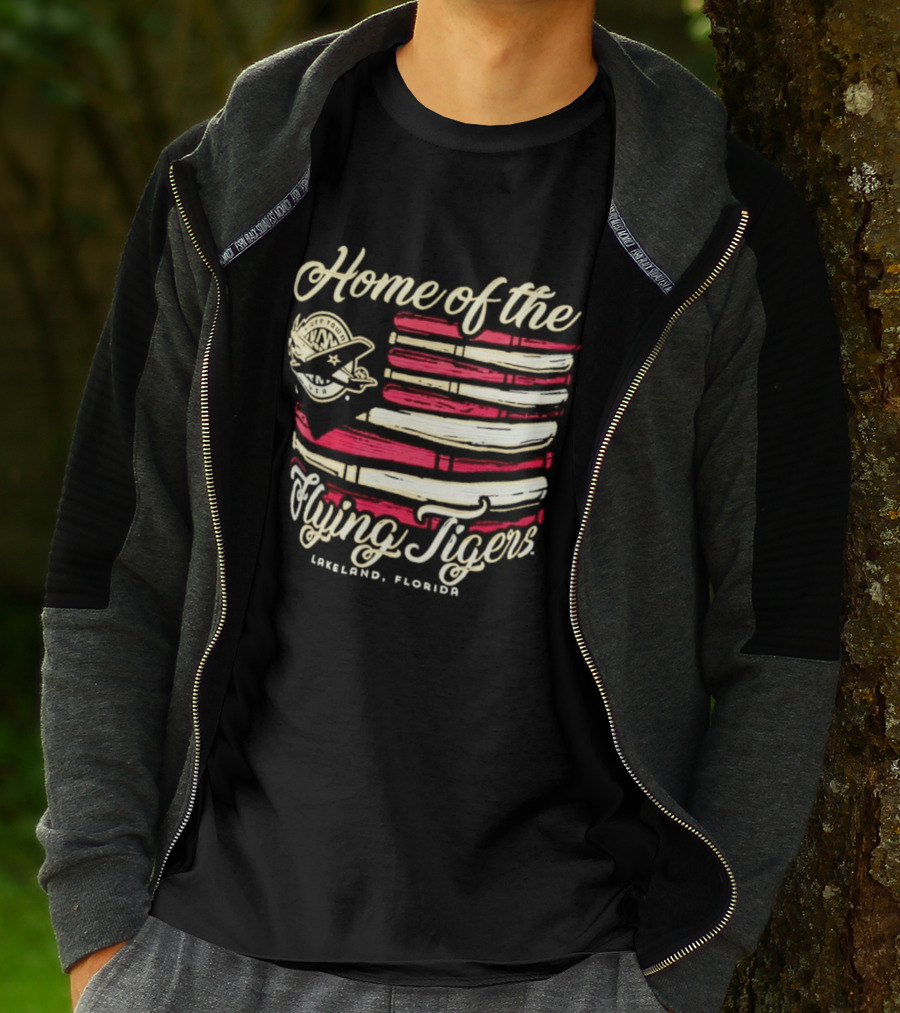 Home Of The Flying Tigers Lakeland Florida Baseball Flag T-Shirt